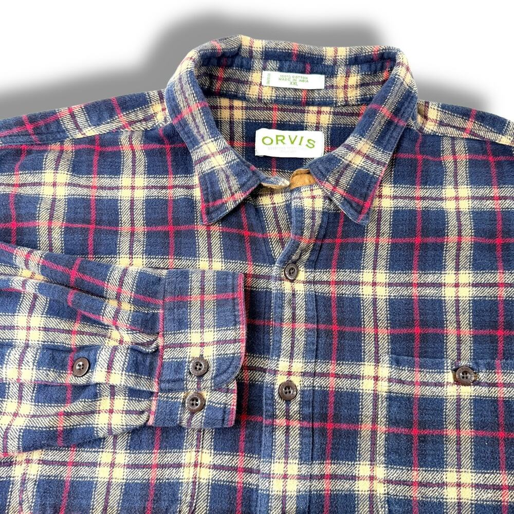 Orvis Plaid Heavy Flannel Shirt Button Down Perfect Flannel Mens XXL Gorpcore